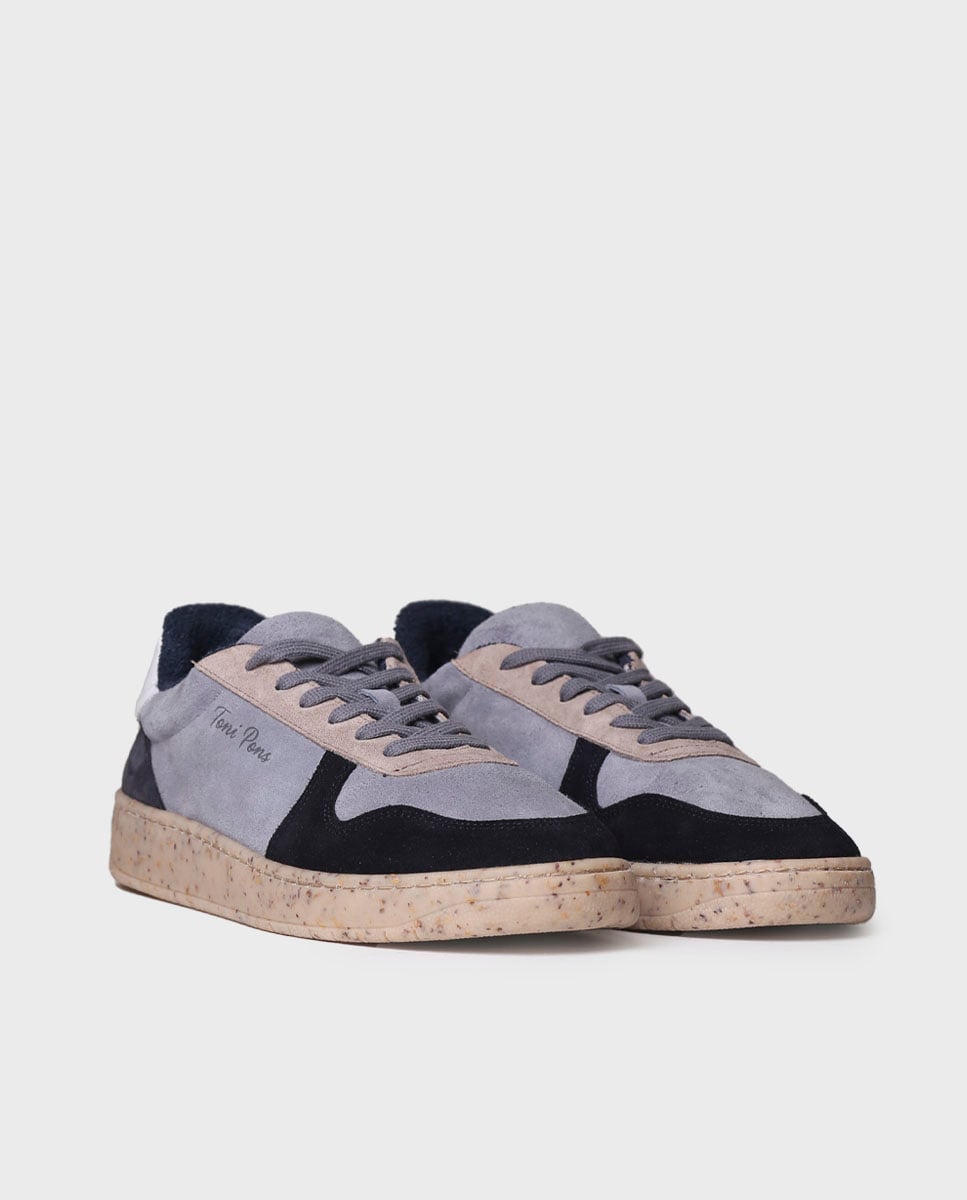 Sapatilhas Desportivas de Camurça com Atacadores Azul-2