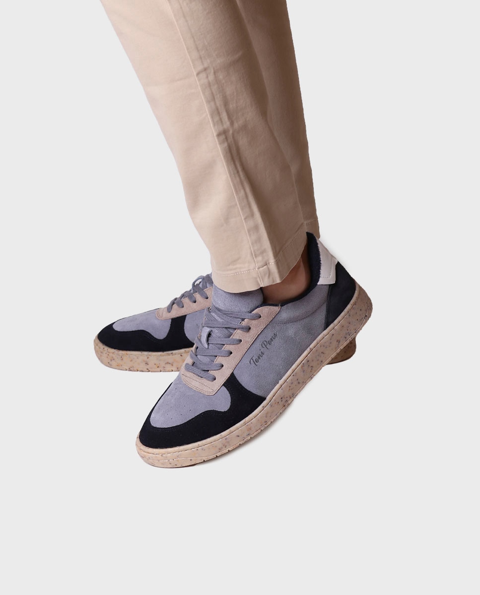 Sapatilhas Desportivas de Camurça com Atacadores Azul-4