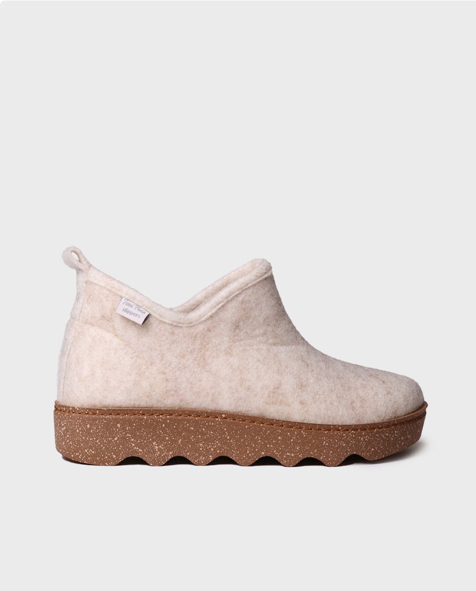 Pantufas de Feltro Reciclado Cru-1