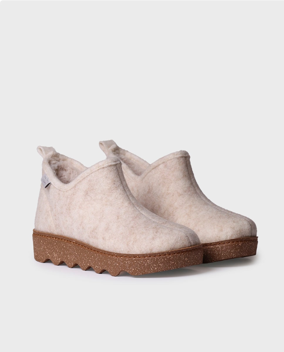 Pantufas de Feltro Reciclado Cru-2