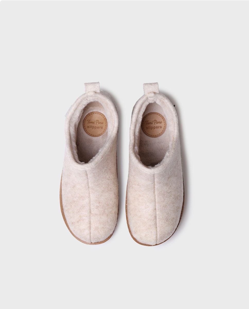 Pantufas de Feltro Reciclado Cru-3