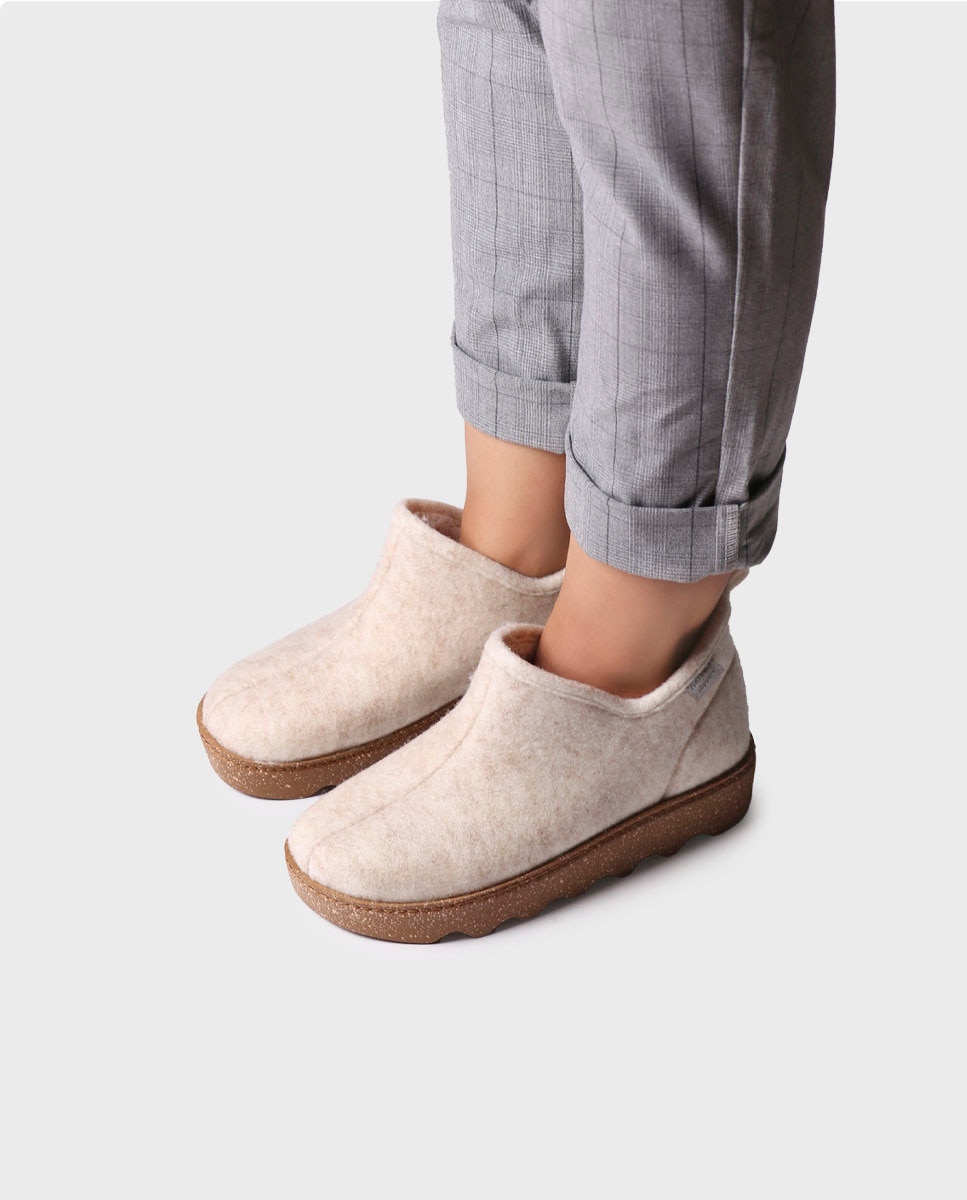 Pantufas de Feltro Reciclado Cru-4