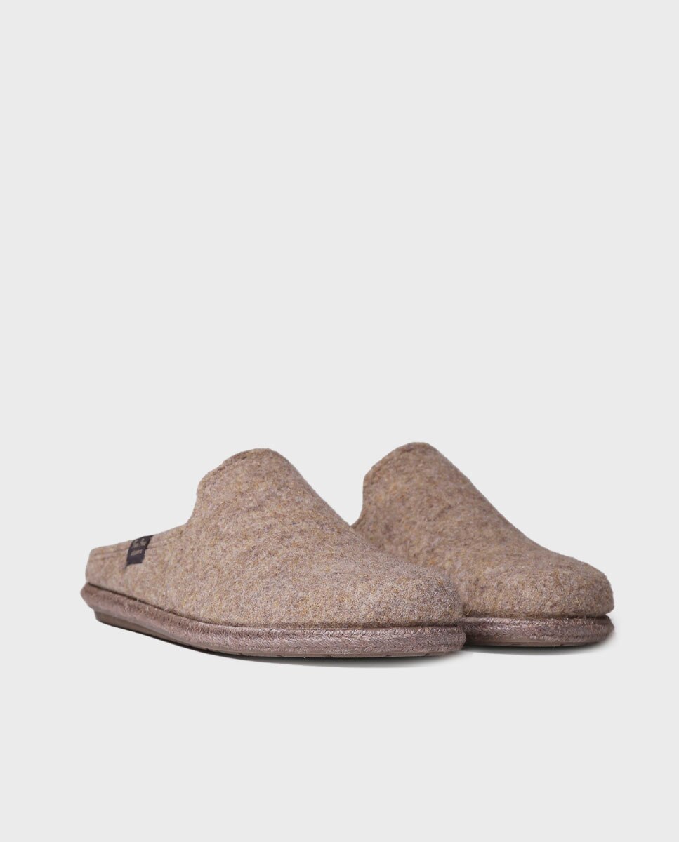 Pantufas de Feltro Reciclado Taupe-2