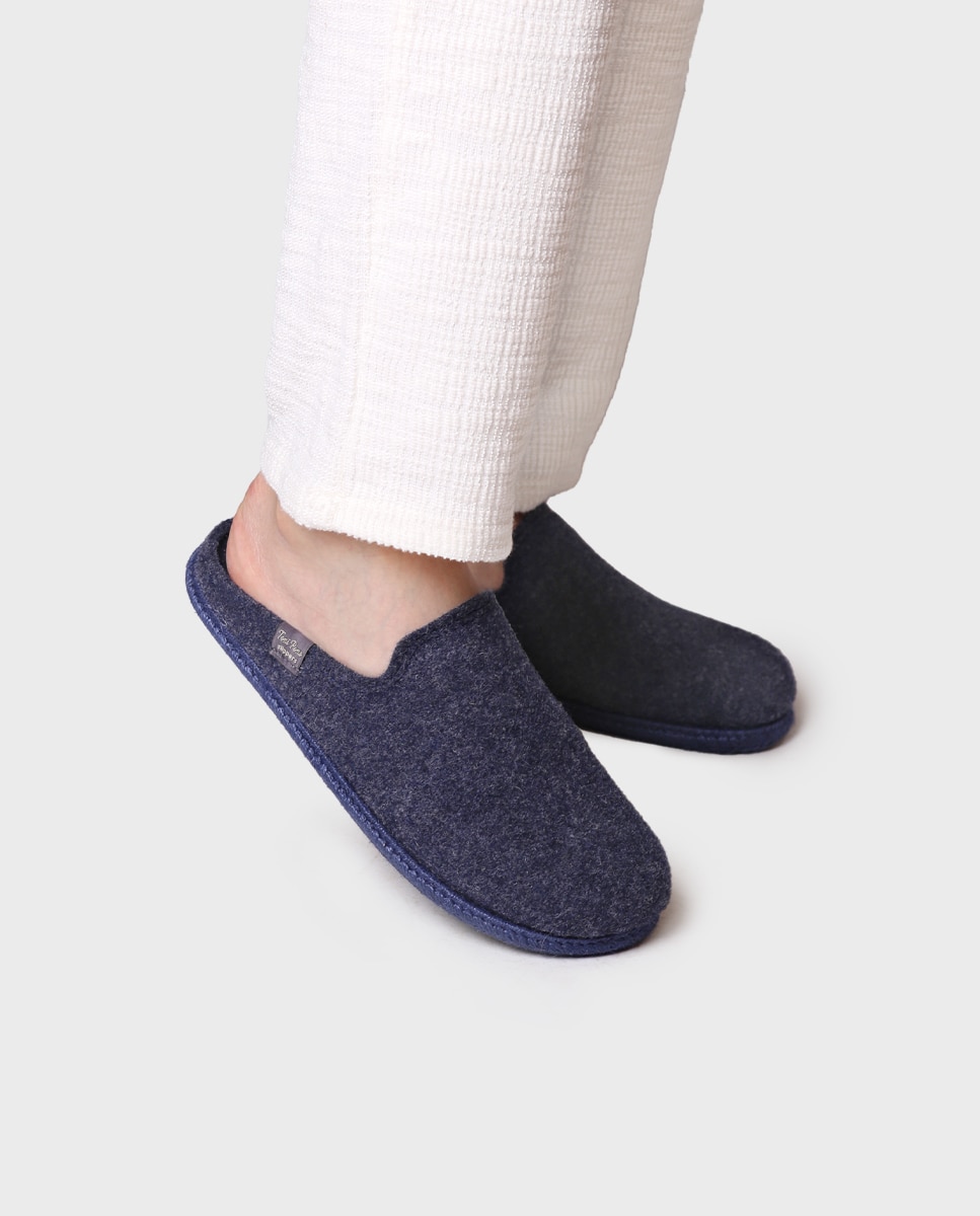 Pantufas de Feltro Reciclado Azul-marinho-4