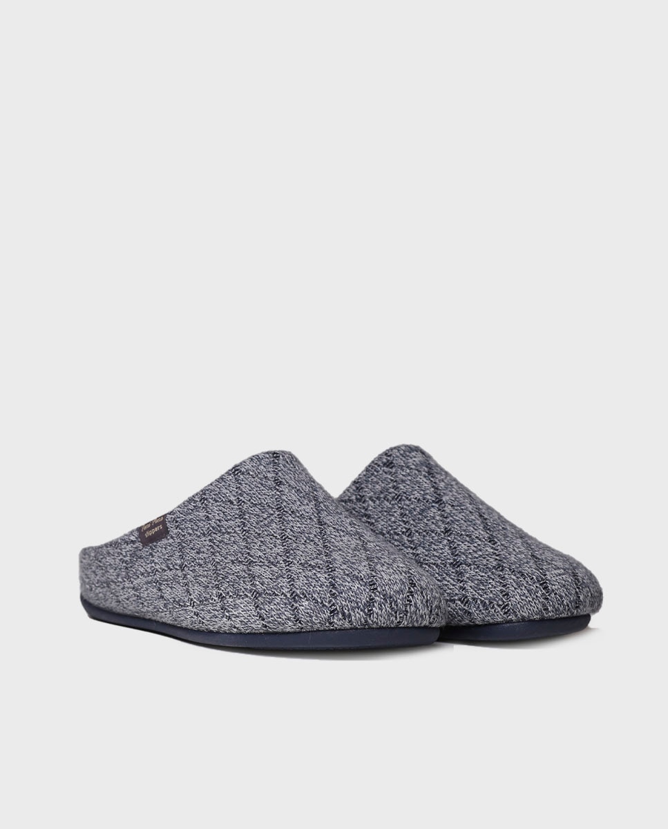 Pantufas Abertas de Tecido Azul-marinho-2