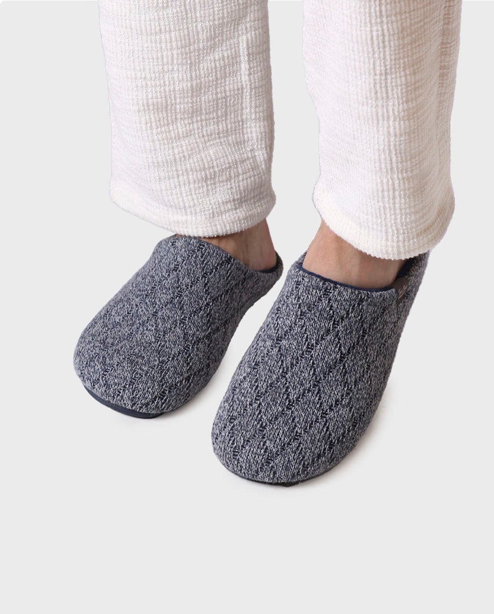 Pantufas Abertas de Tecido Azul-marinho-4
