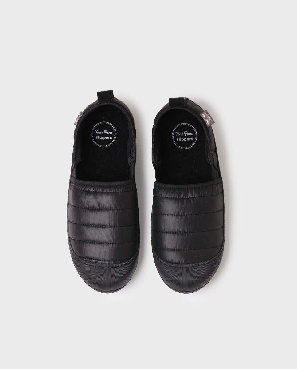 Pantufas de Tecido Acolchoado Preto-3