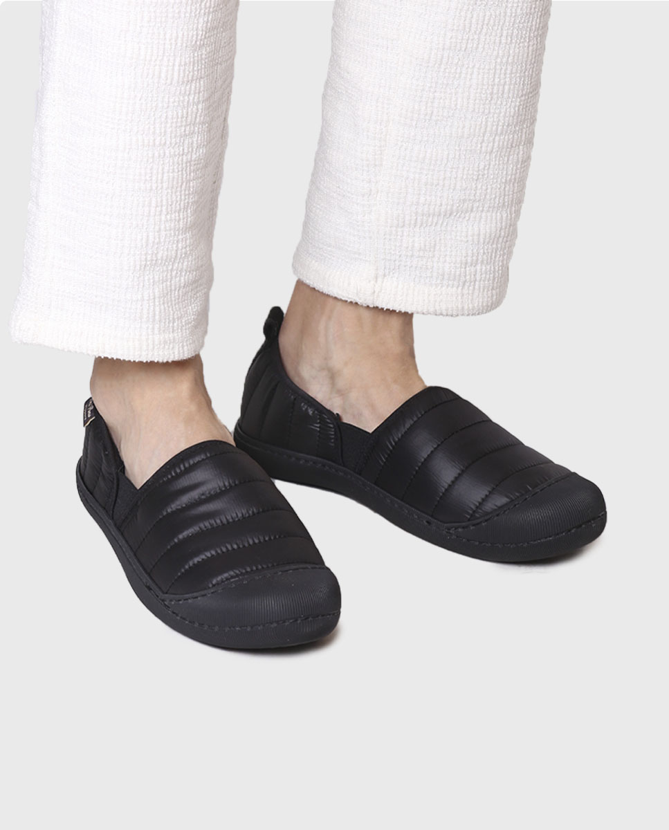 Pantufas de Tecido Acolchoado Preto-4