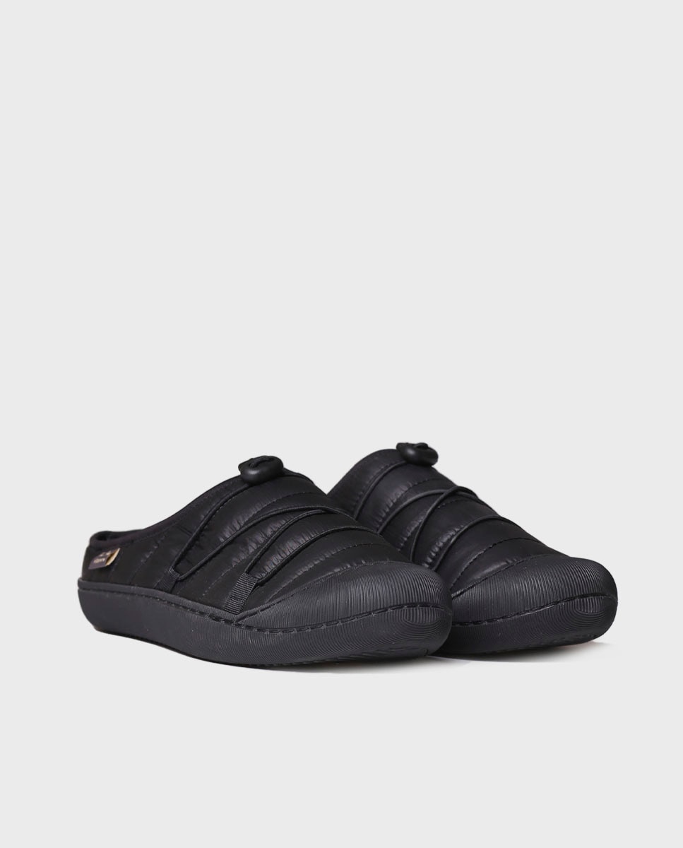 Pantufas de Tecido Acolchoado Preto-2