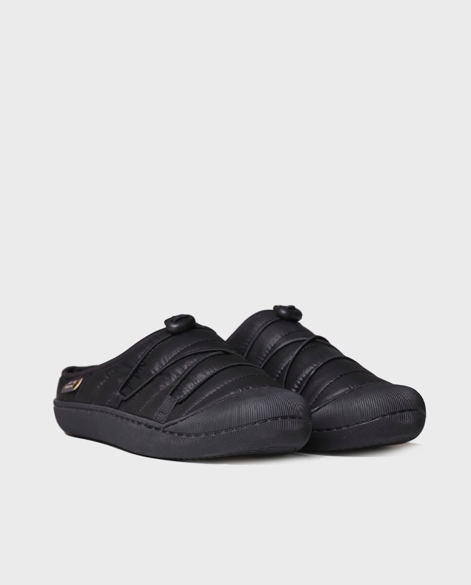 Pantufas de Tecido Acolchoado Preto-2