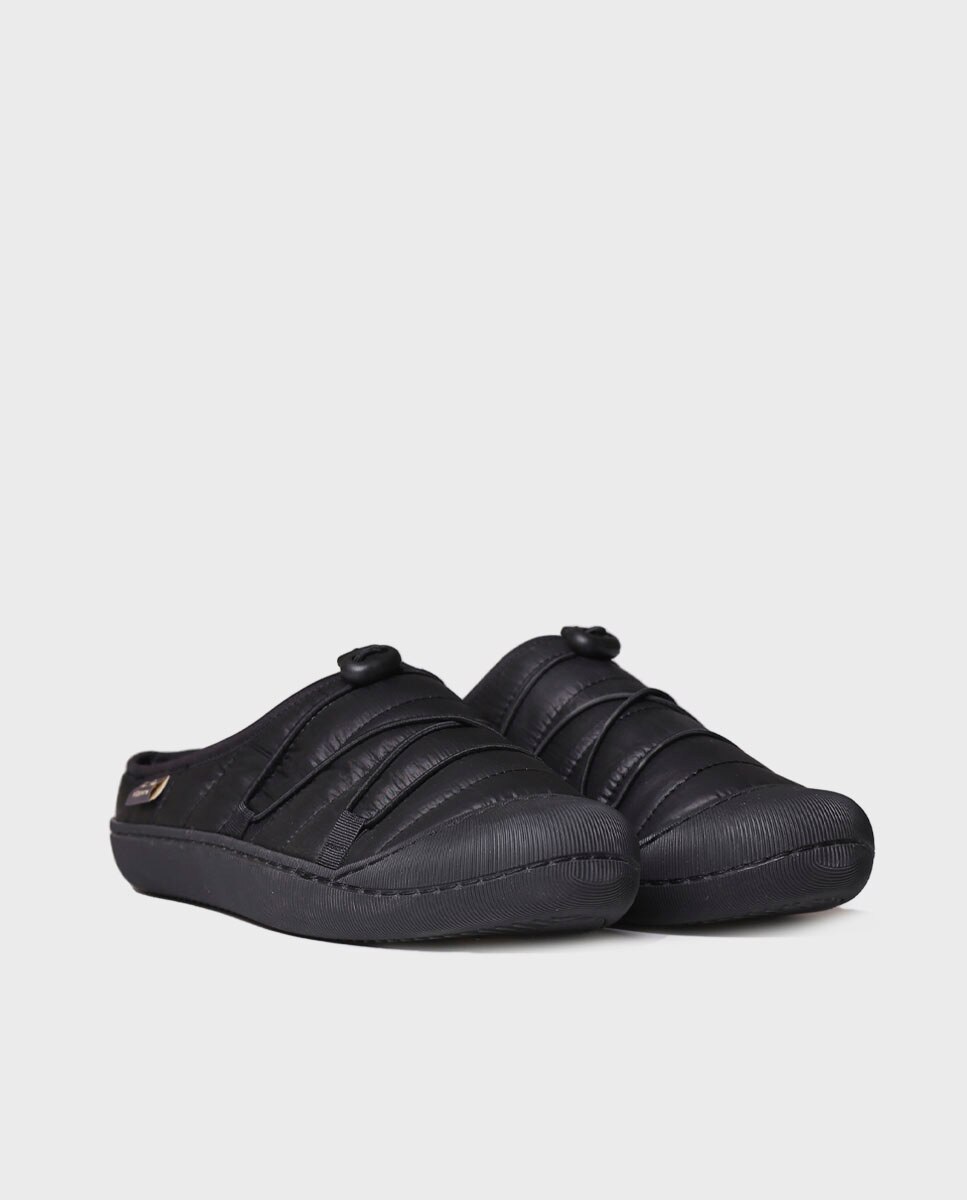 Pantufas de Tecido Acolchoado Preto-2