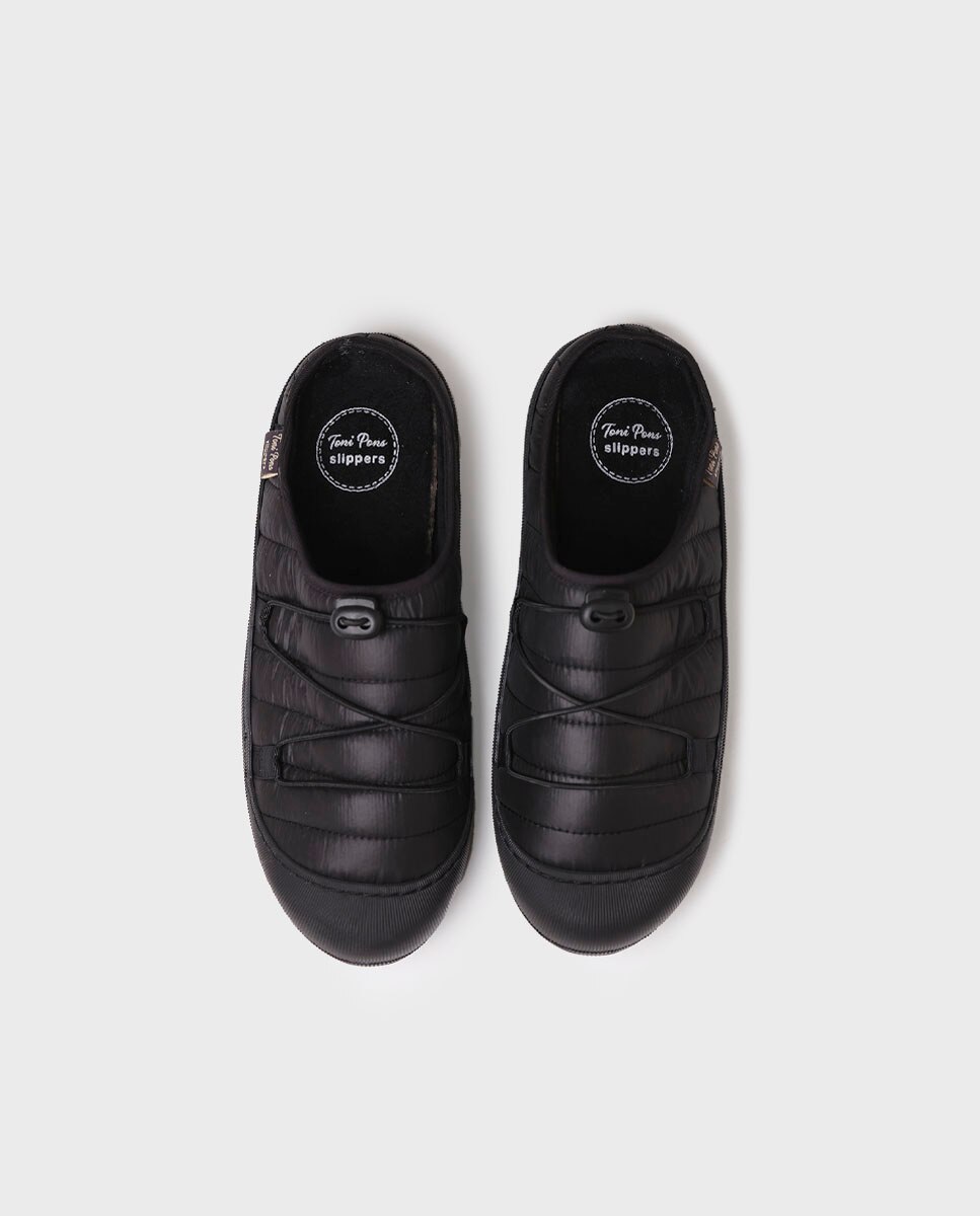 Pantufas de Tecido Acolchoado Preto-3
