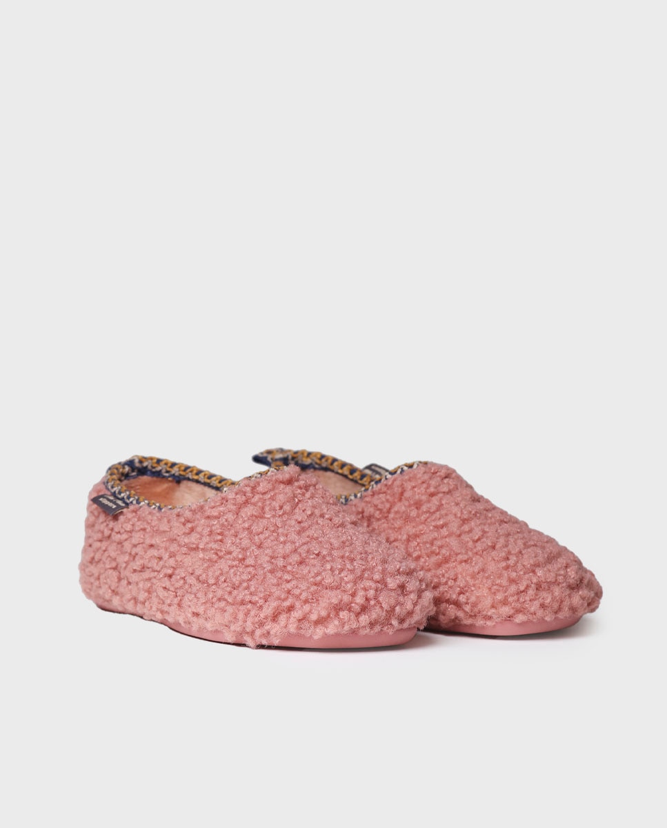 Pantufas Fechadas de Pelo de Ovelha Nude-2
