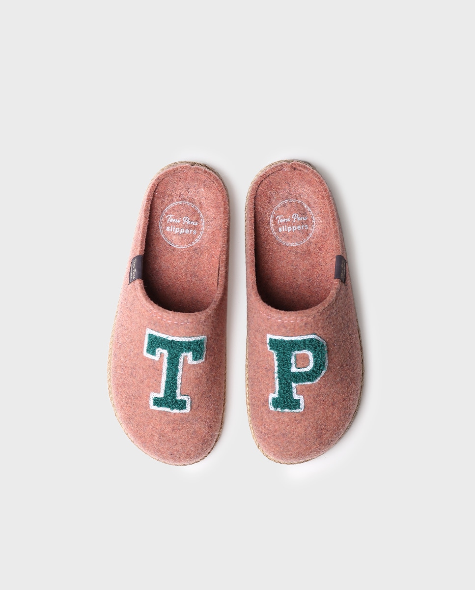 Pantufas Abertas com Bordado Rosa-3