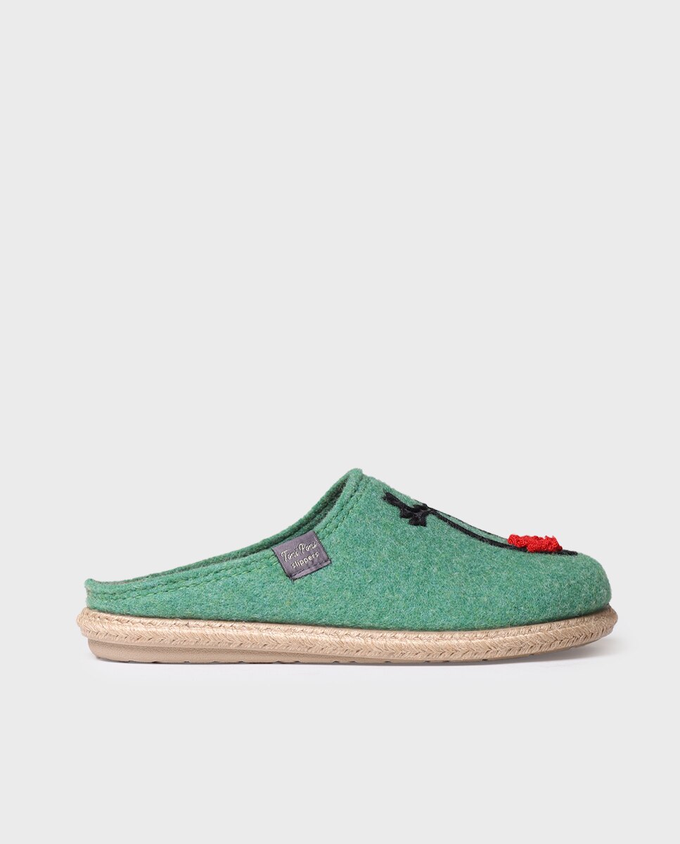 Imagem 0 de Pantufas Abertas de Feltro com Sola Antiderrapante
