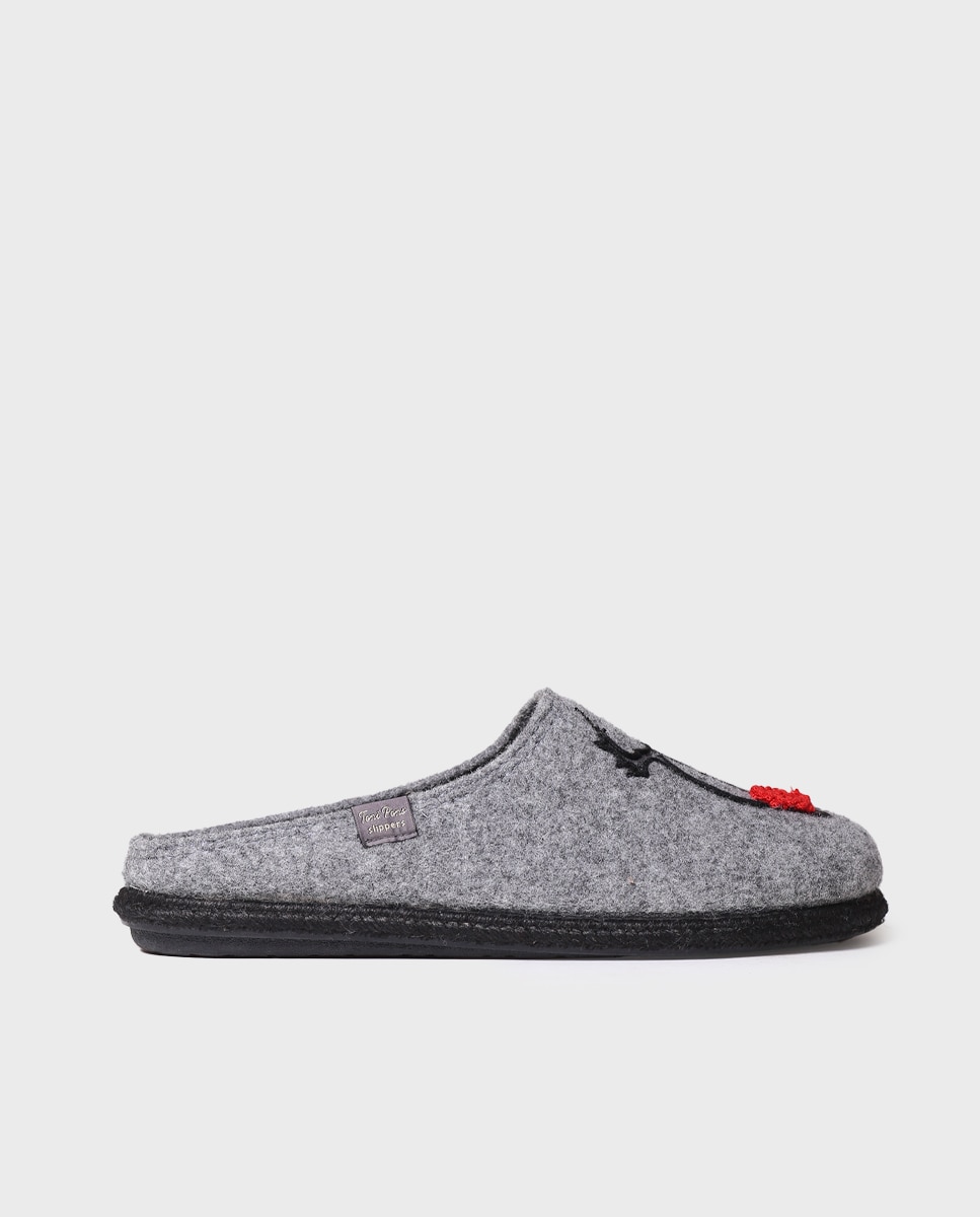 Pantufas Abertas de Tecido Cinzento-1