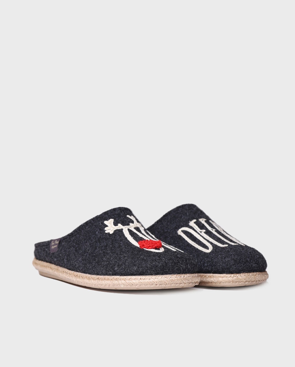 Pantufas Abertas de Tecido Preto-2