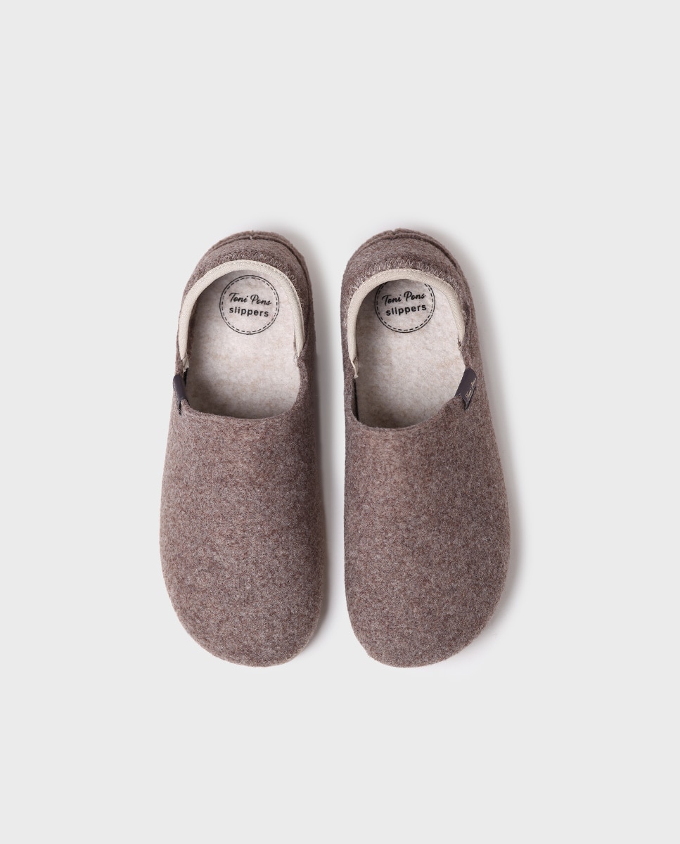 Pantufas de Feltro Reciclado Castanho-3