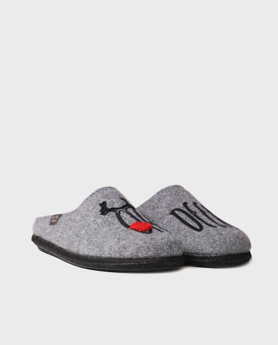 Pantufas Abertas de Tecido Cinzento-2