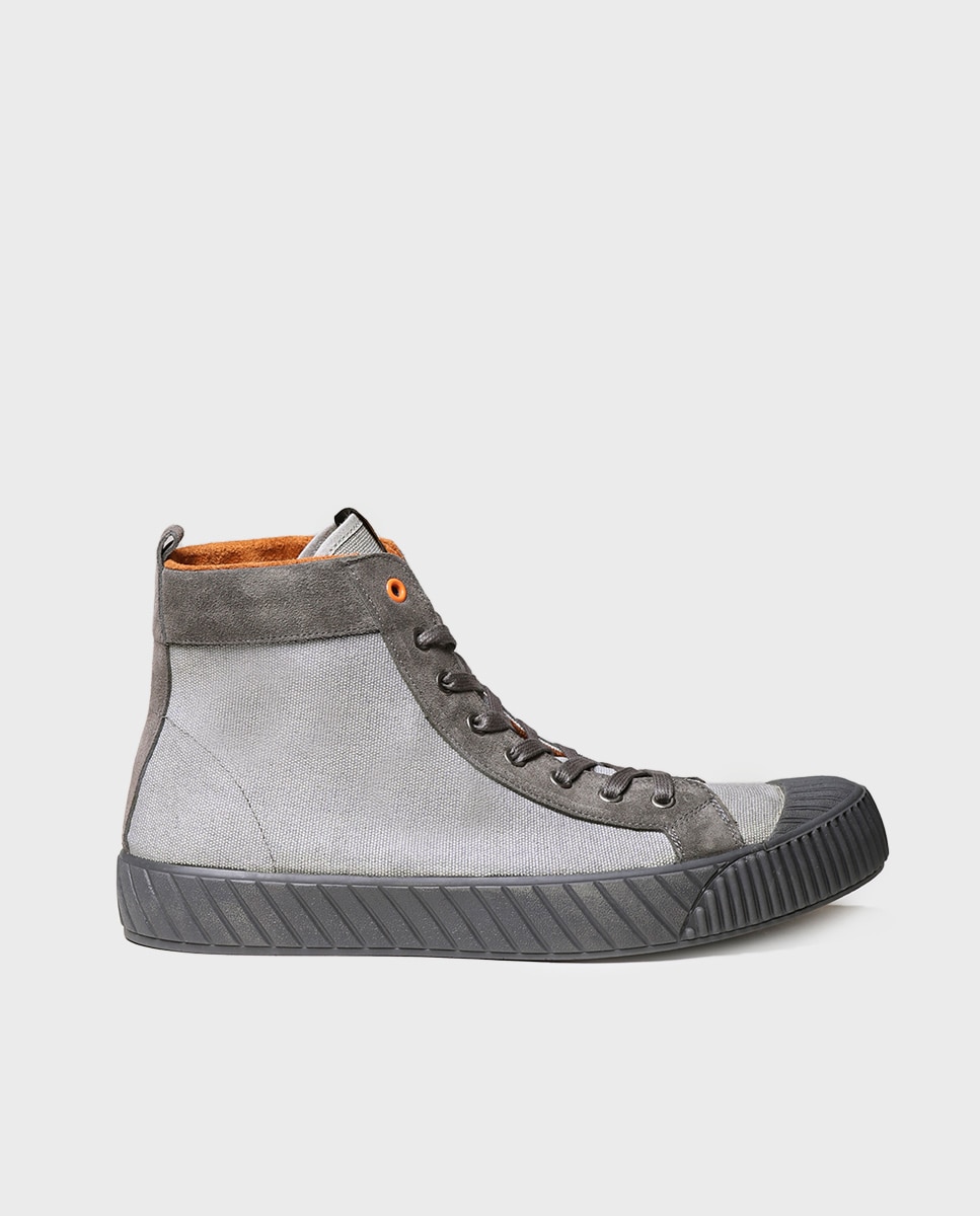 Sapatilhas de Camurça e Tecido Transpirável Cinzento-1