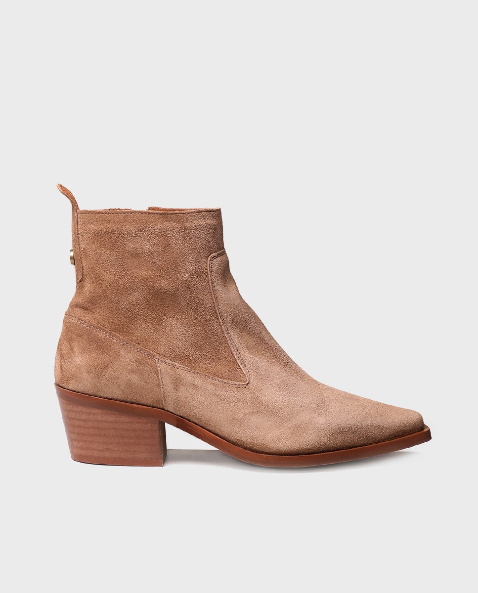 Botins de Camurça com Fecho Zip Castanho-1