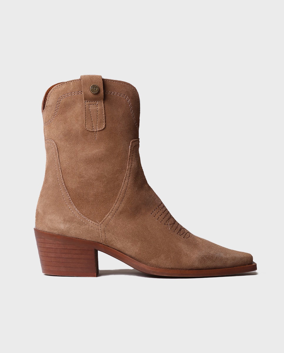 Botins de Camurça com Fecho Zip Castanho-1