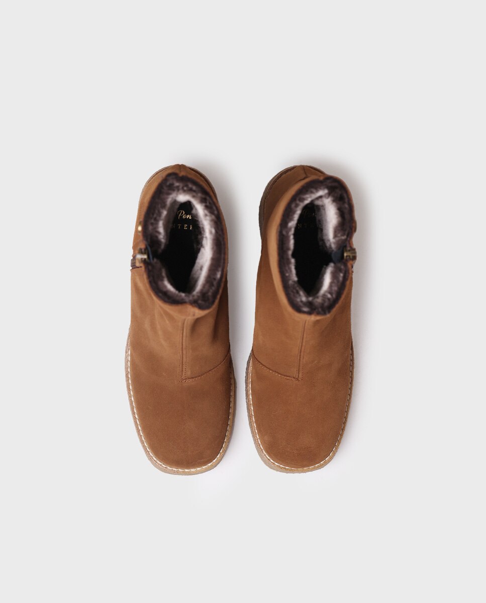 Botins de Camurça com Fecho Zip Castanho-3