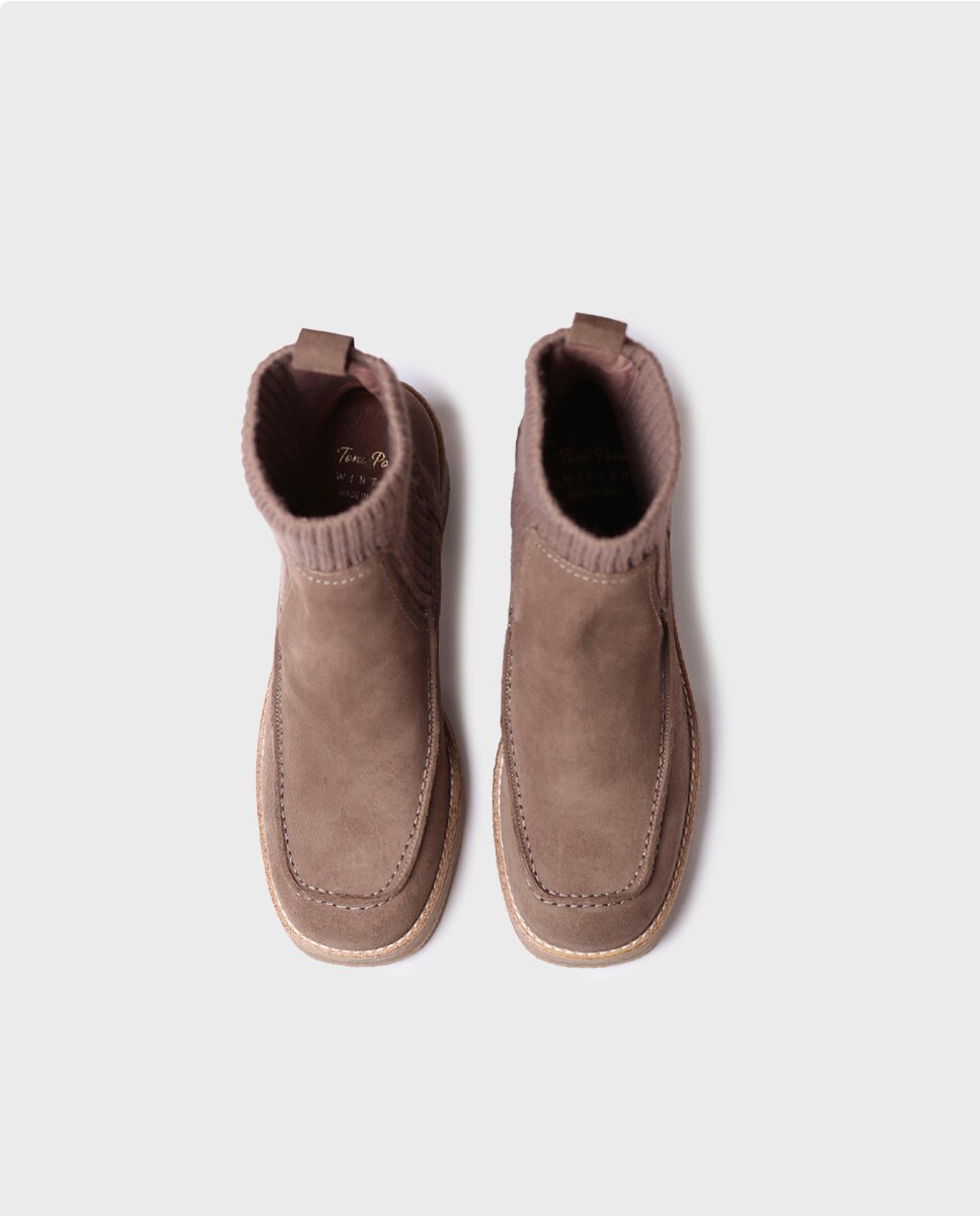 Botins de Salto em Camurça Taupe-3