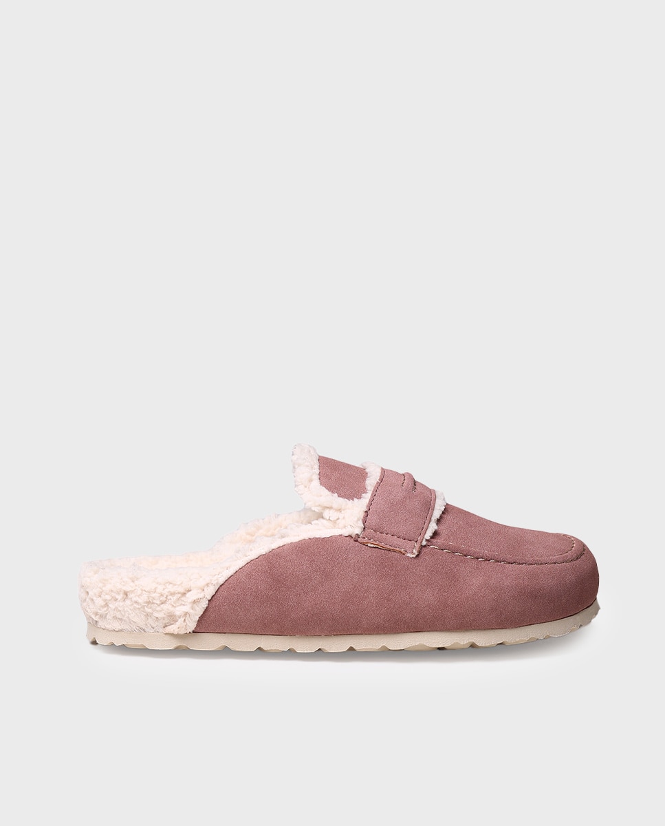 Pantufas Abertas de Tecido com Sola Antiderrapante Grená-1