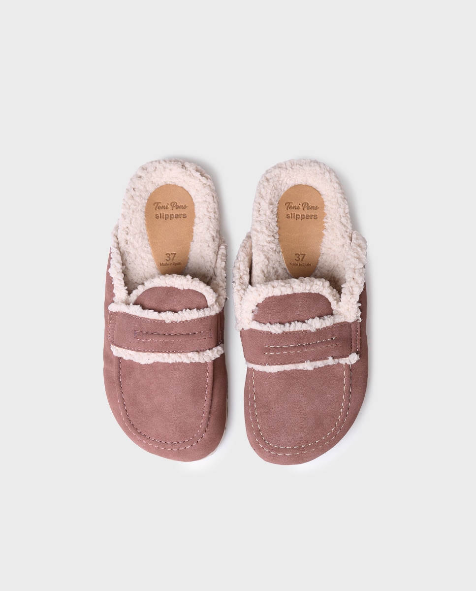 Pantufas Abertas de Tecido com Sola Antiderrapante Grená-3