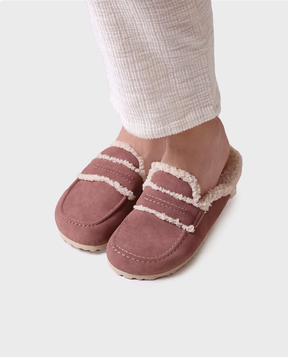 Pantufas Abertas de Tecido com Sola Antiderrapante Grená-4