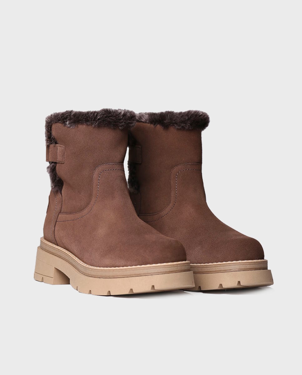 Botins de Camurça com Pelo Sintético Taupe-2