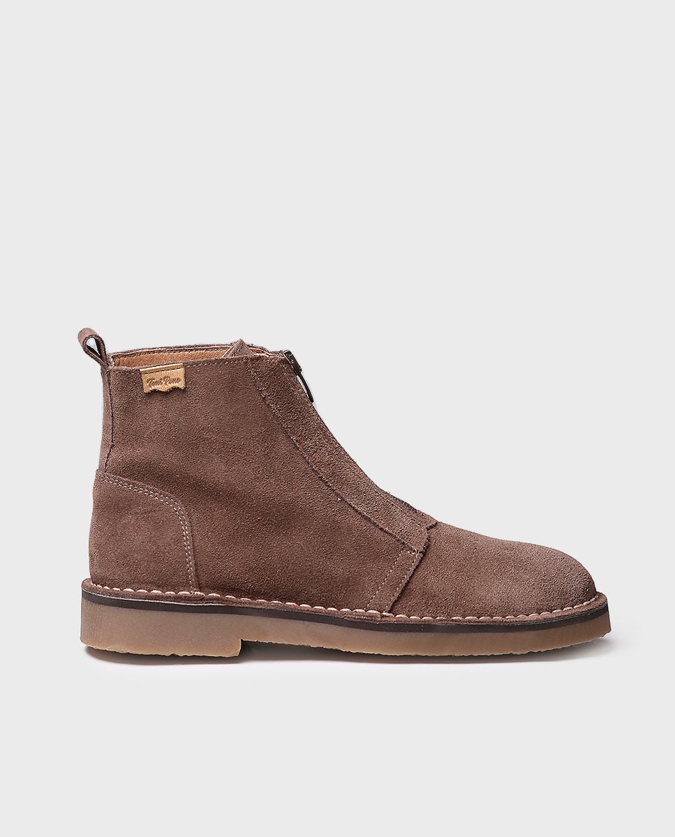 Botins de Camurça com Fecho Zip Taupe-1