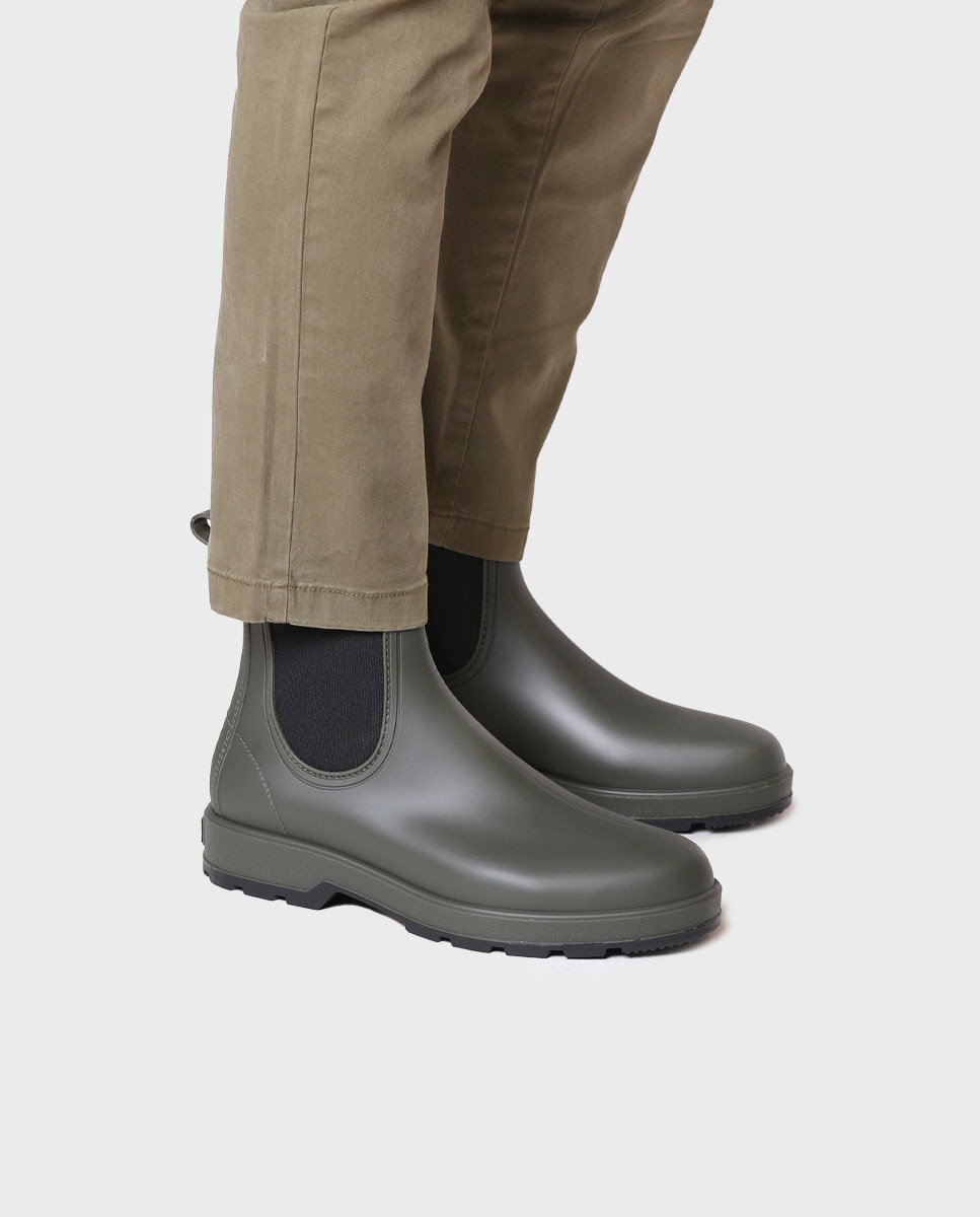 Botins de Água Veganos Feitos de Borracha Caqui-4