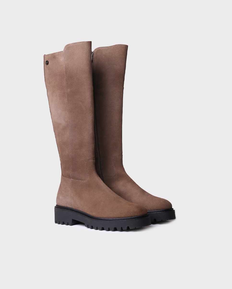 Botas de Camurça com Fecho Zip Taupe-2