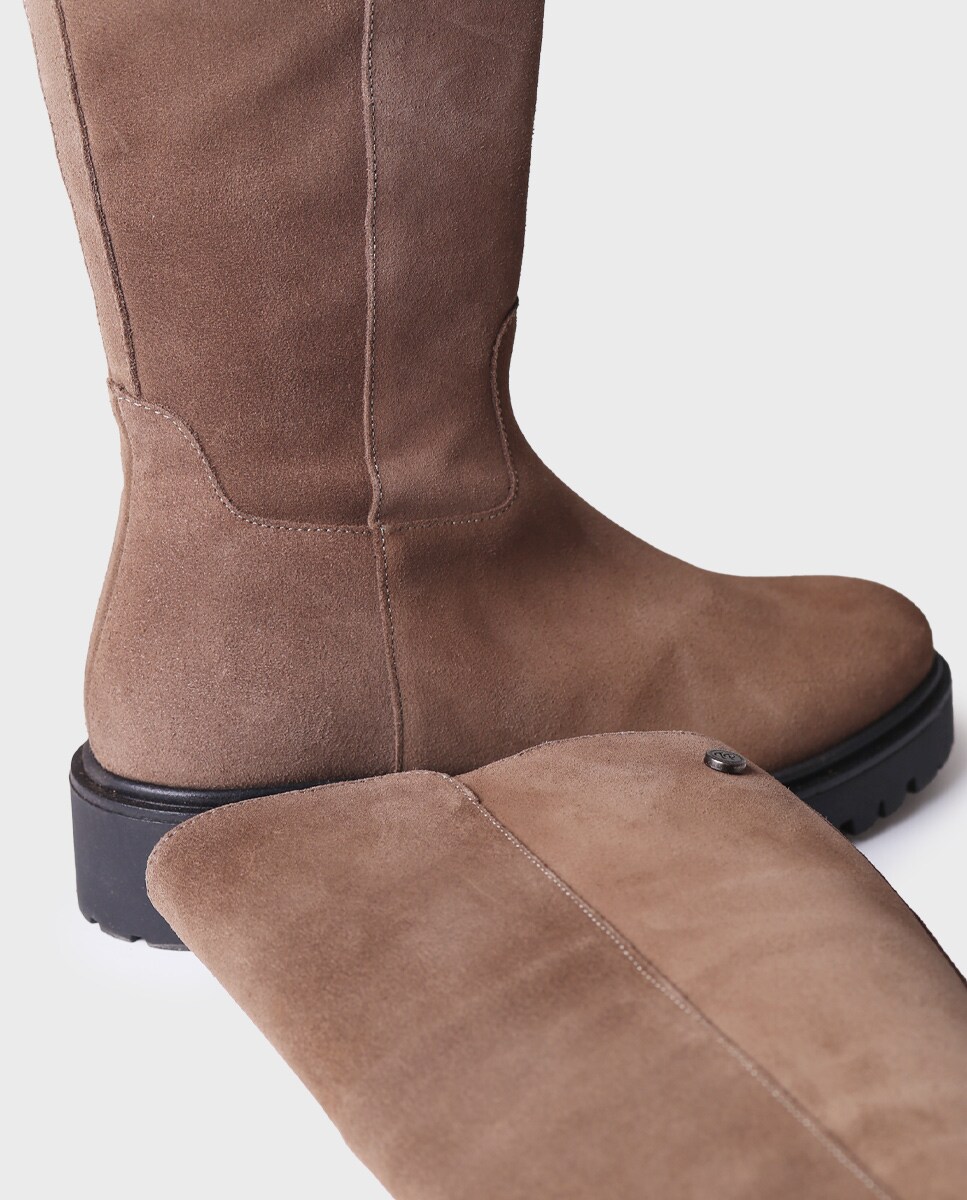 Botas de Camurça com Fecho Zip Taupe-3