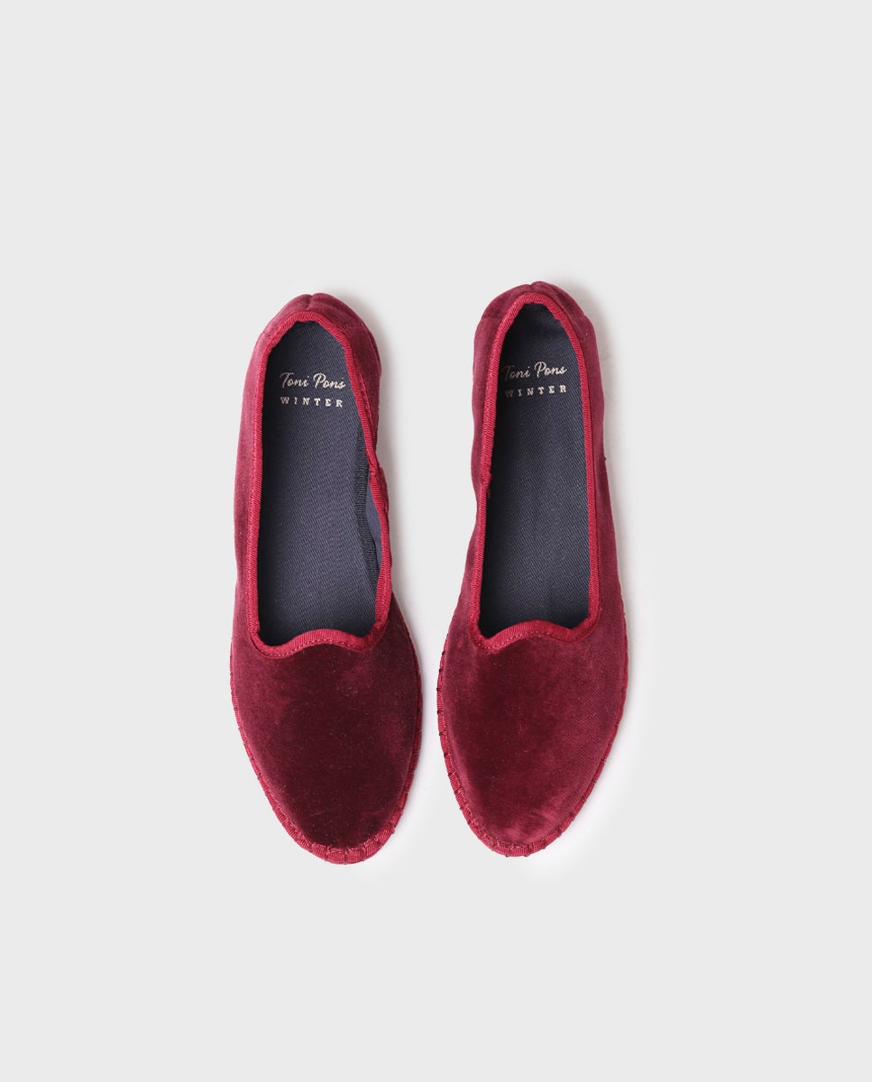 Sabrinas Lisas de Veludo Bordeaux-3