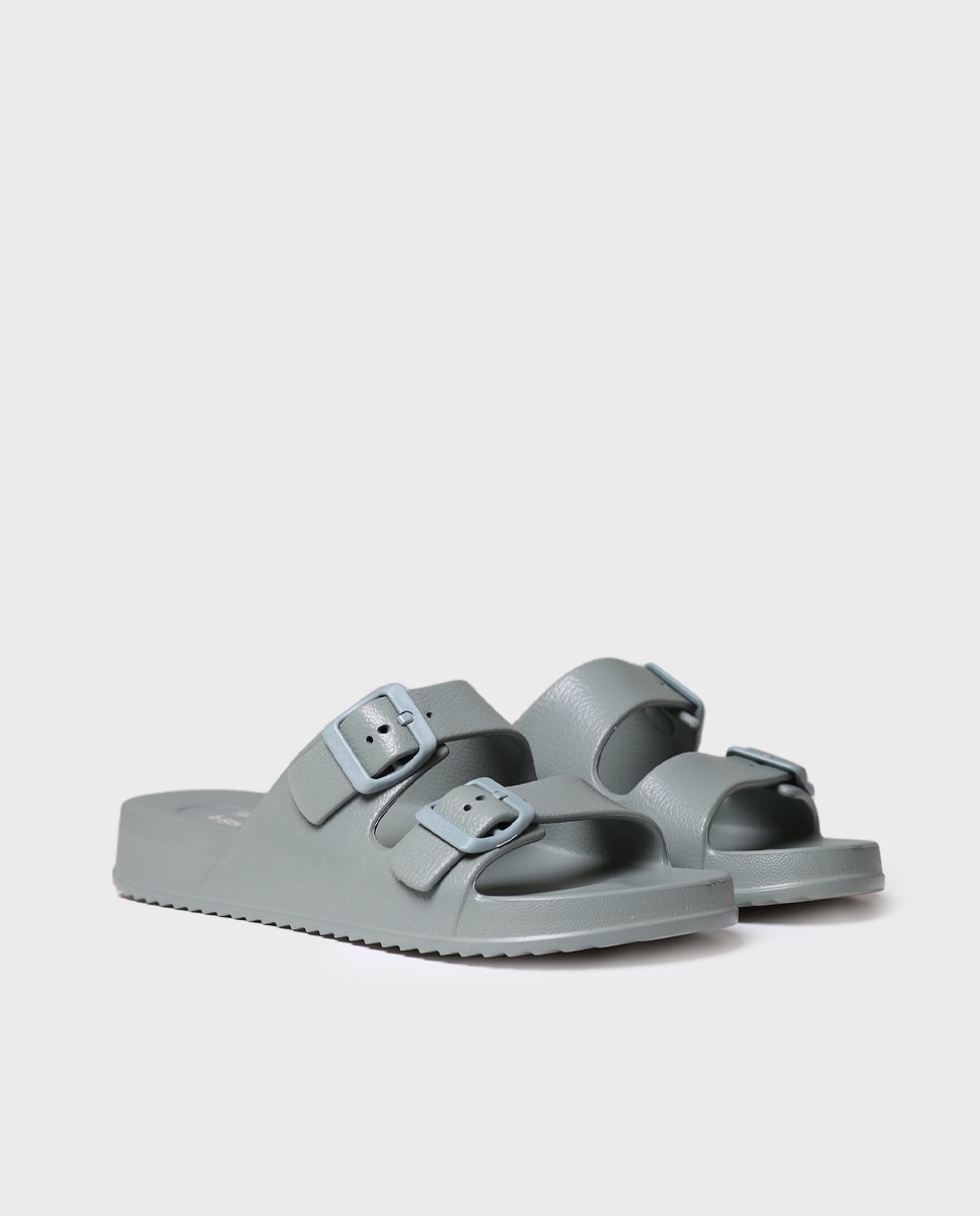 Chinelos de Borracha com Fivelas Verde-2