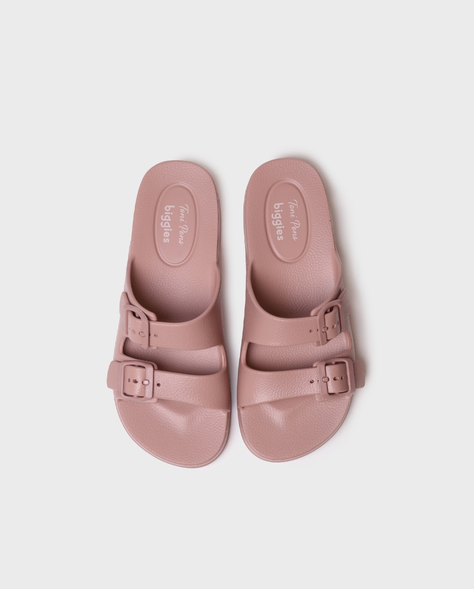 Chinelos de Borracha com Fivelas Rosa-3