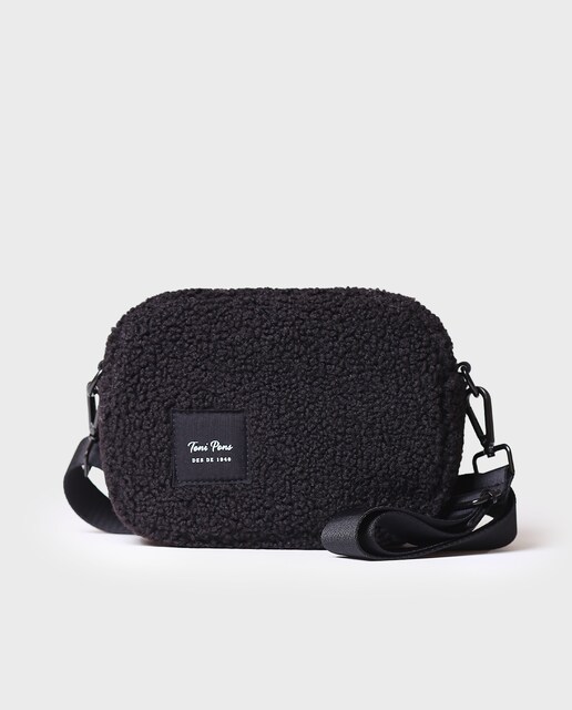 Imagem 0 de Mala a Tiracolo em Tecido de Pelo de Ovelha com Fecho Zip