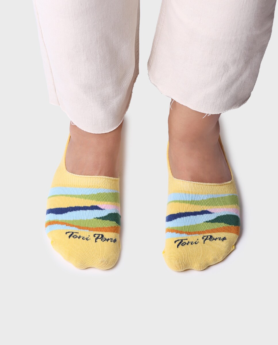 Pinkies de Algodão Estampados Amarelo-3