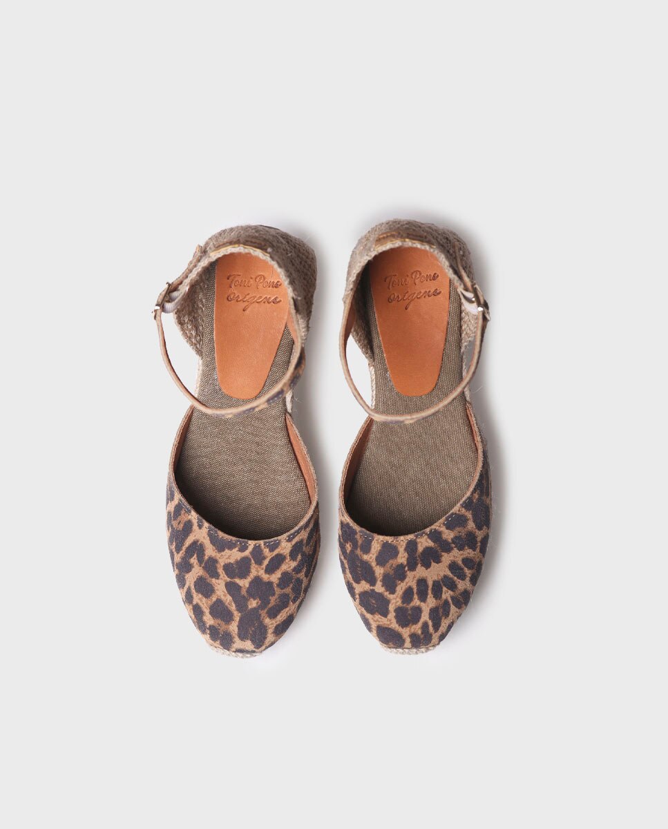 Alpercatas de Cunha em Pele com Fivela Multicolor-3