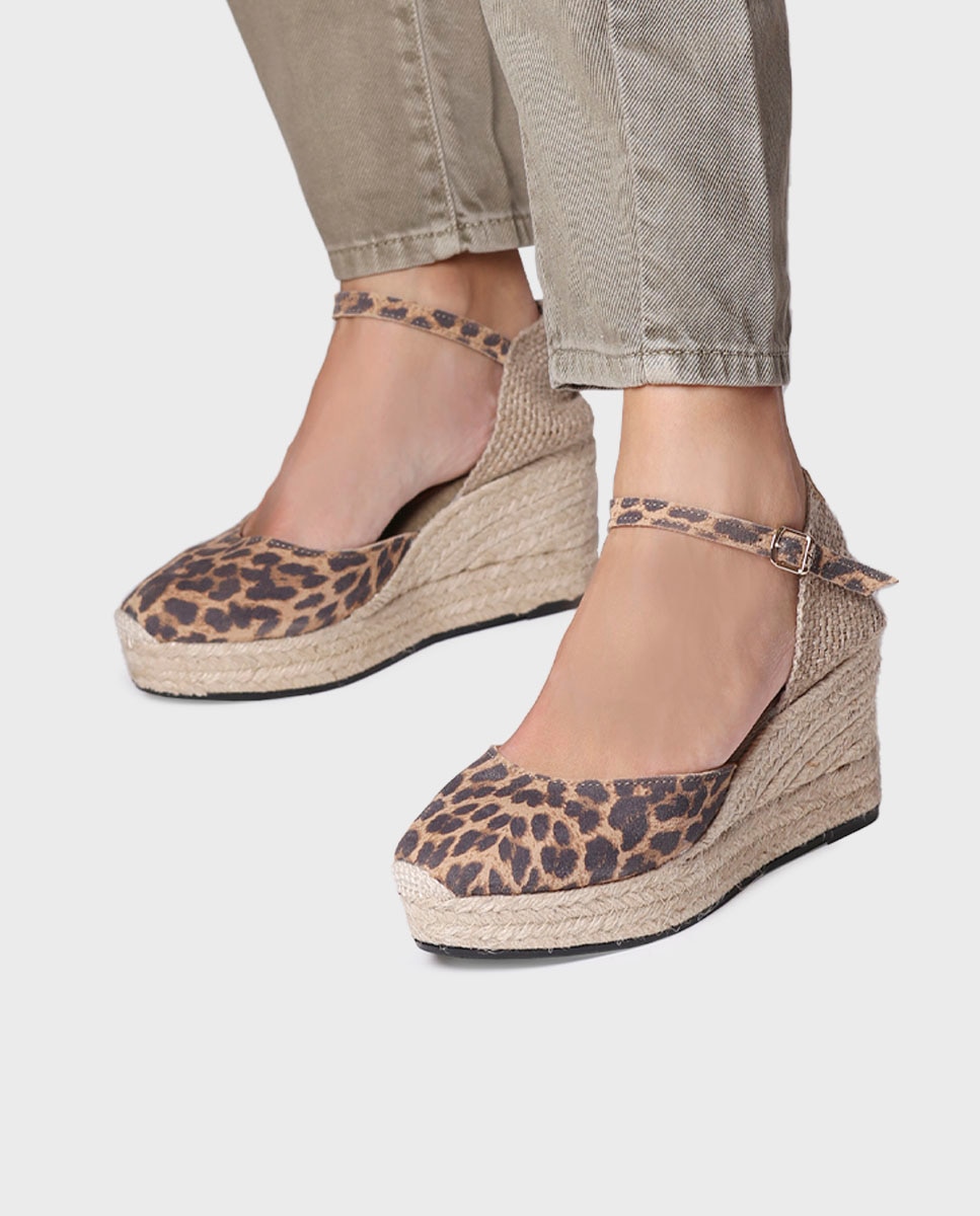 Alpercatas de Cunha em Pele com Fivela Multicolor-4