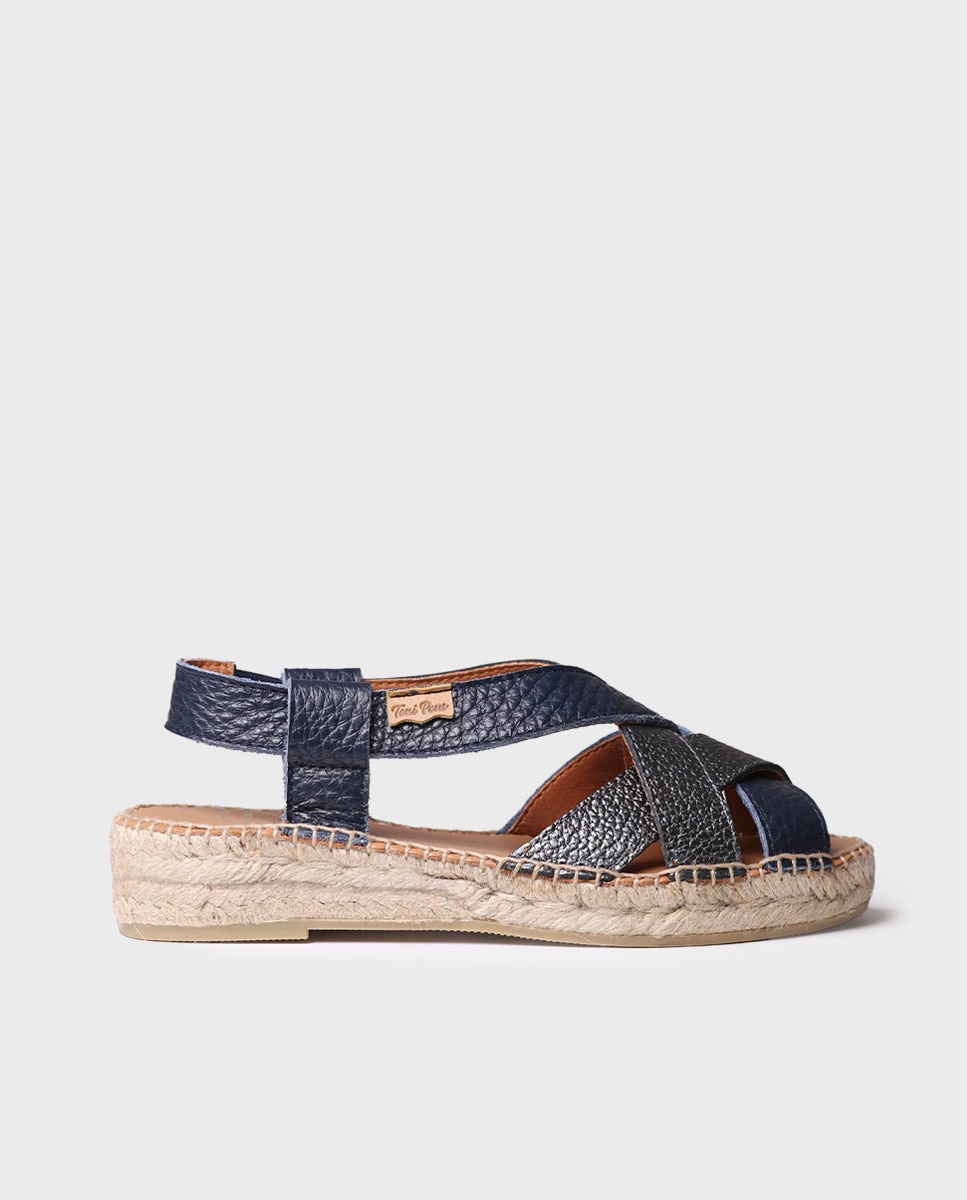 Imagem 0 de Alpercatas com Cunha Cruzadas de Pele