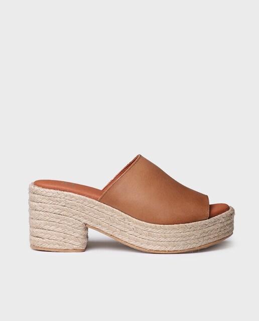 Imagem 0 de Alpercatas de Plataforma Abertas de Pele