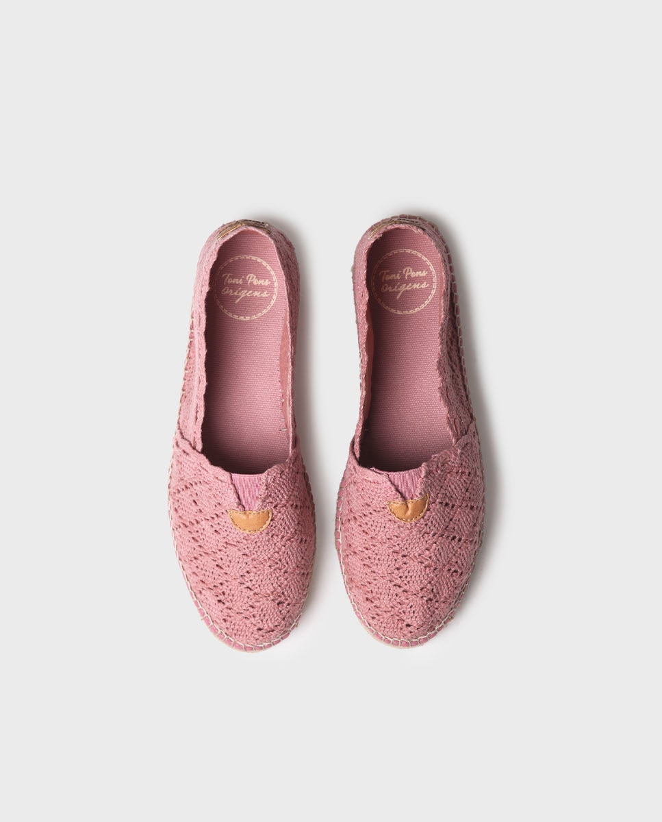 Alpercatas Rasas de Tecido Croché Rosa-3