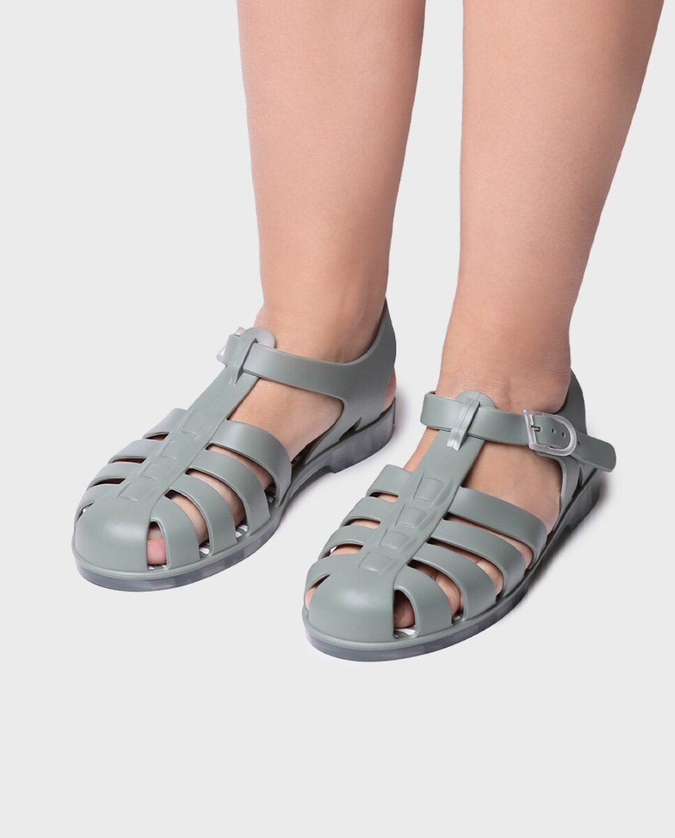 Cangrejeras de Borracha com Fivela Verde-4