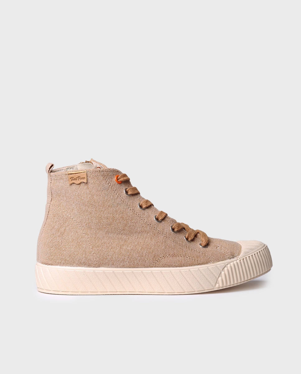 Sapatilhas de Lona Abotinadas de Algodão Castanho-1