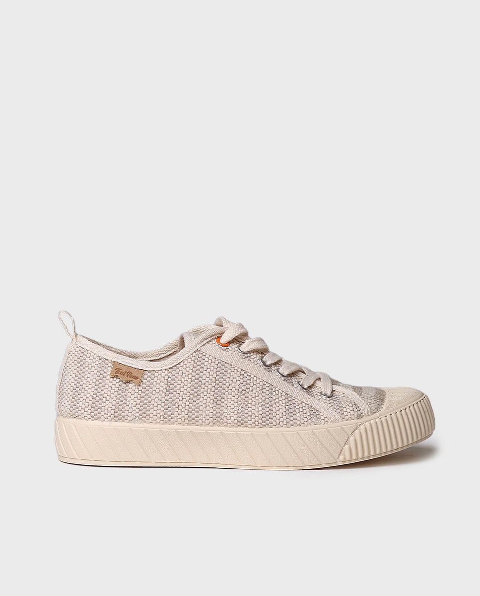 Sapatilhas de Lona de Algodão Às Riscas Cru-1