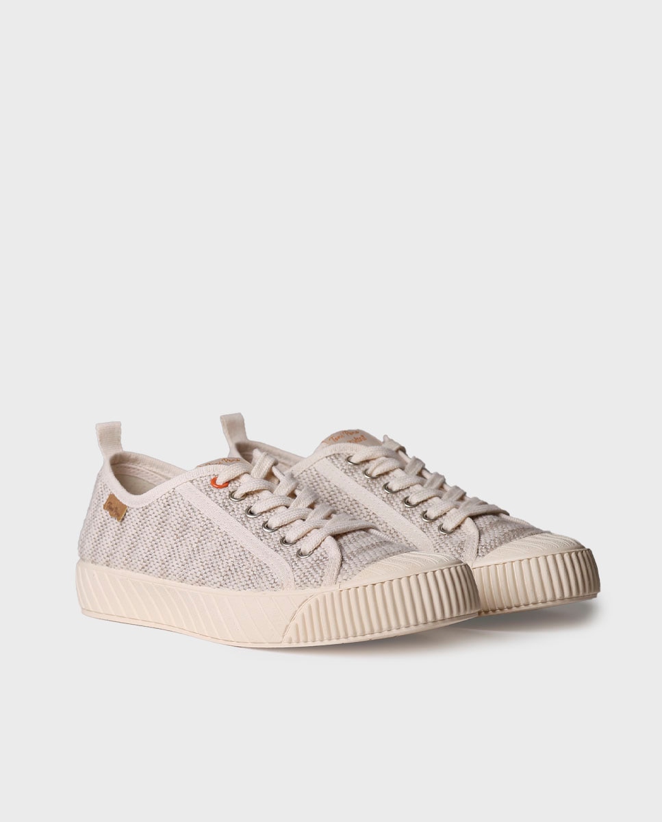 Sapatilhas de Lona de Algodão Às Riscas Cru-2